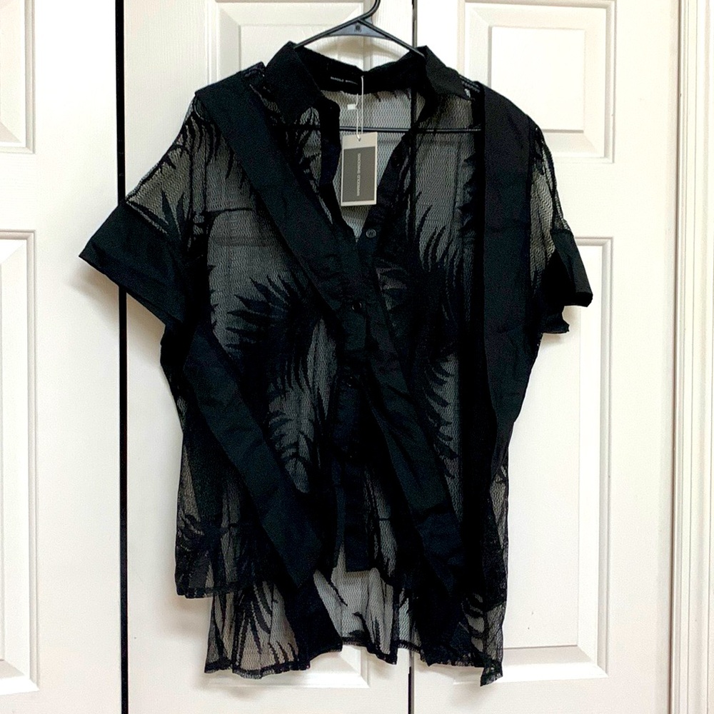 Hayato Sheer Leaf Blouse-Black by Marigold shadows